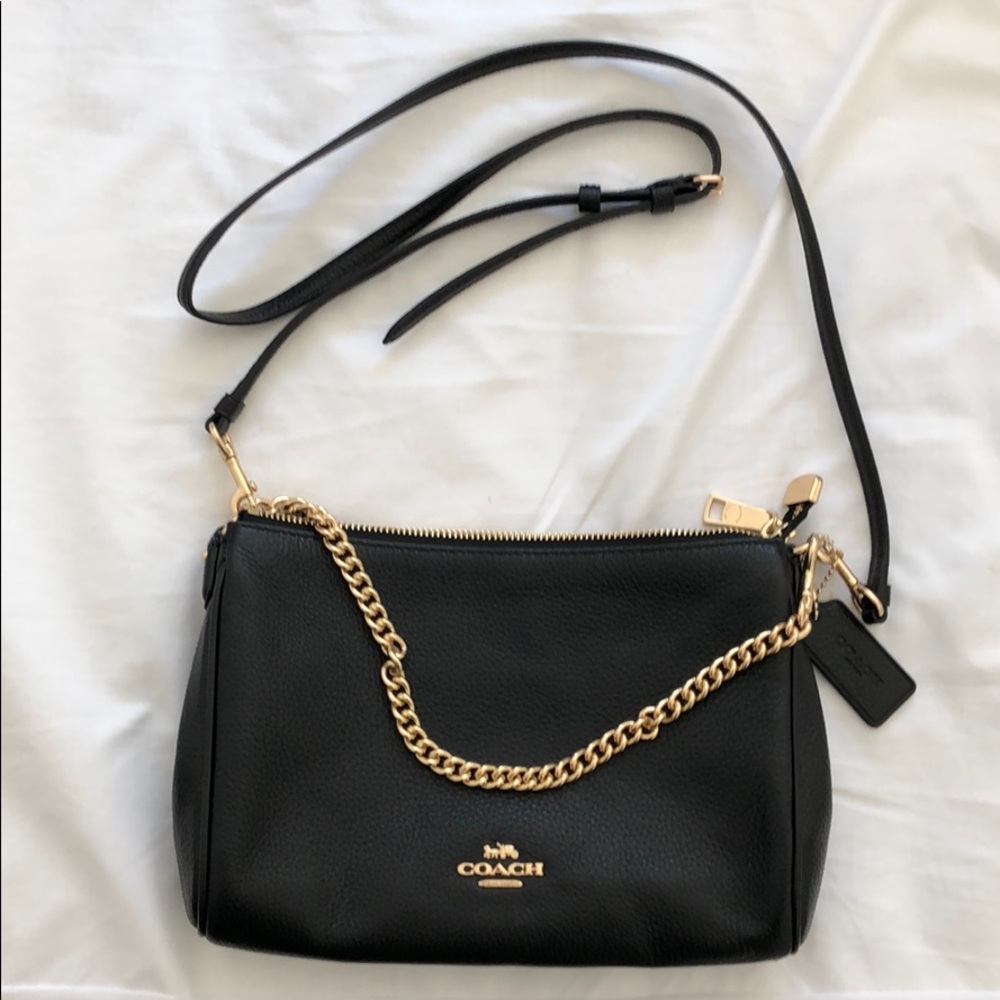 Black coach leather cross body bag